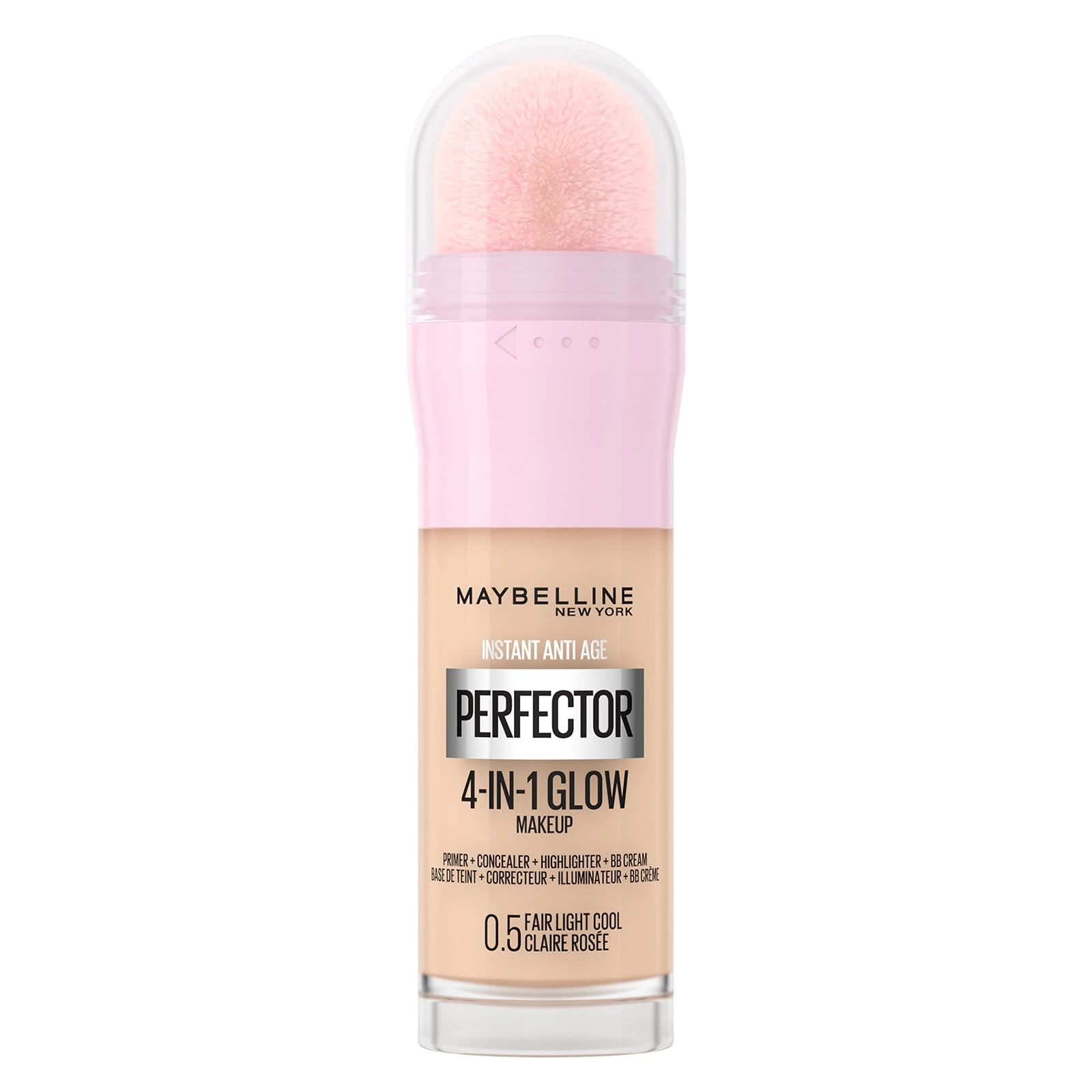 Maybelline New York Instant Anti Age Rewind Perfector，4-In-1 Glow Primer，Concealer，Highlighter，Self-Adjusting Shades，Evens Skin Tone w/ a Glow Finish，Shade: 0.5 Fair Light Cool，20 ml (Pack of 1)