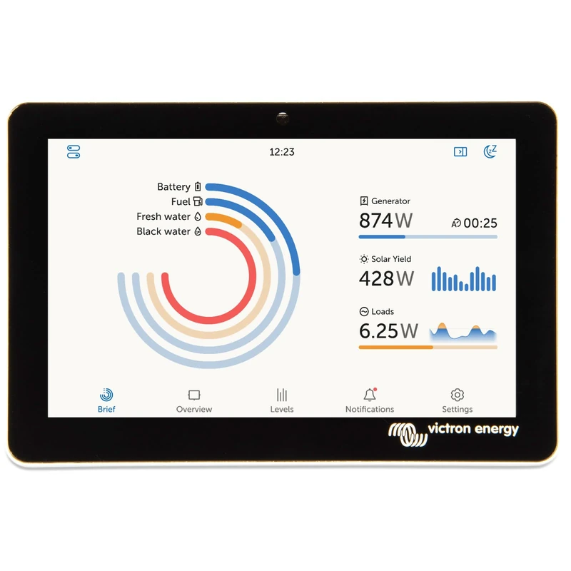 Victron Energy GX Touch 70 Display Screen - Waterproof 7-Inch Touchscreen for Cerbo GX for System Monitoring and Control - Easy Dashboard Mounting with Bolted Installation - HDMI Cable Included