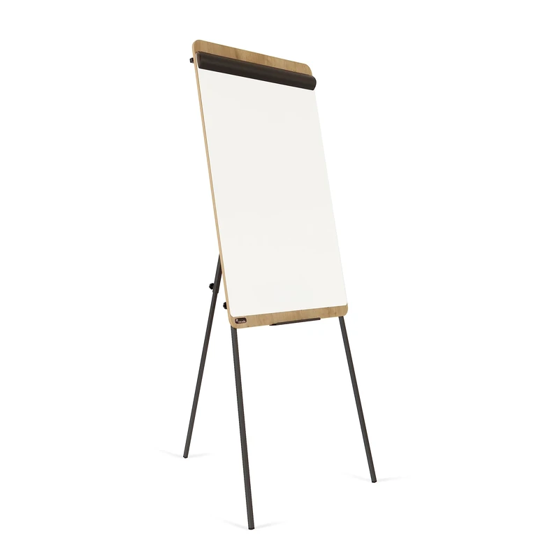 Rocada Natural | Flipchart Stand Tripod | Whiteboard with Wooden Frame and Paper Holder | Height-Adjustable Tripod | 69 x 115 cm - White