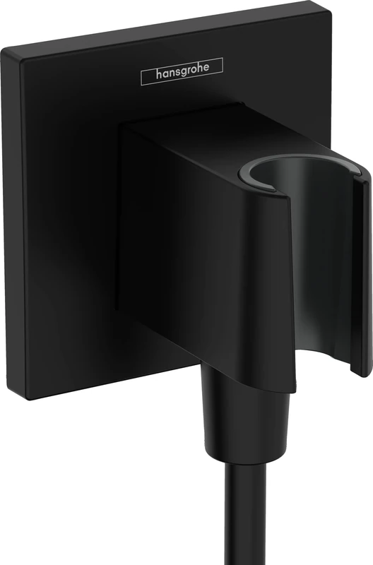 Hansgrohe FixFit E Wall Outlet with Shower Holder, Matt Black, 26889670