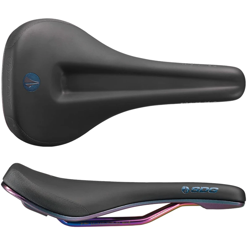 SDG Bel-Air V3 Max Fuel Lux-Alloy Saddle – Oil Slick, 260 x 140 mm, 255 g – High-Comfort Trail & e-MTB Seat with Deep Channel & Fuel Graphics