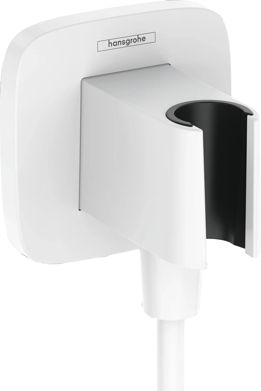 Hansgrohe FixFit Q Wall Outlet with Shower Holder, Matt White, 26887700
