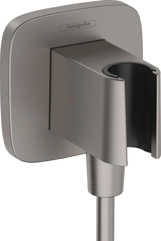 Hansgrohe FixFit Q Wall Outlet with Shower Holder, Brushed Black Chrome, 26887340