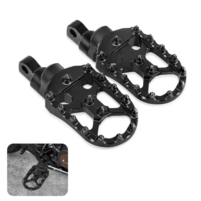 Motorcycle Front & Rear Footrest Foot Pegs Angle Adjustable MX Style Foot Peg Compatible with Harley Sportster 883 1200 XL Touring Softail Dyna Low Rider-Black