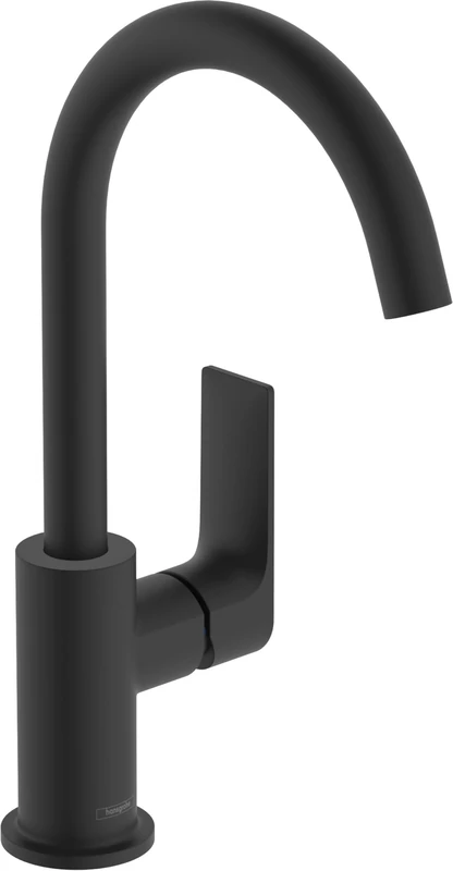 Hansgrohe Rebris E Basin Mixer Tap 210 with Swivel Spout and Pop-Up Waste Set, Matt Black, 72576670