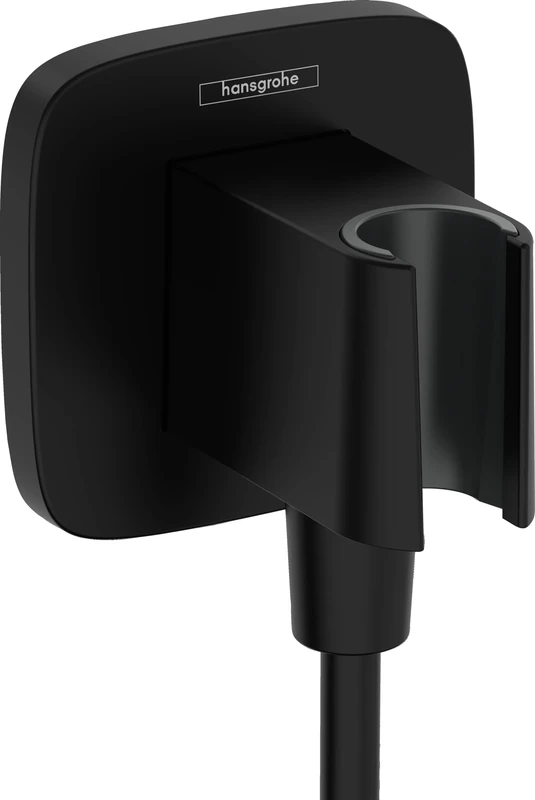 Hansgrohe FixFit Q Wall Outlet with Shower Holder, Matt Black, 26887670
