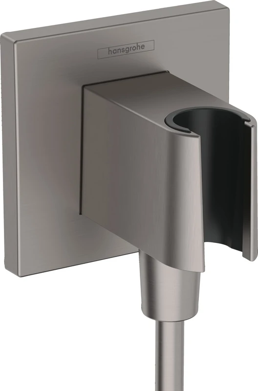 Hansgrohe FixFit E Wall Outlet with Shower Holder, Brushed Black Chrome, 26889340
