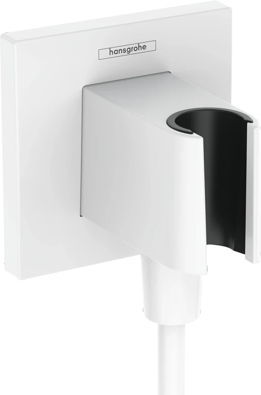 Hansgrohe FixFit E Wall Outlet with Shower Holder, Matt White, 26889700