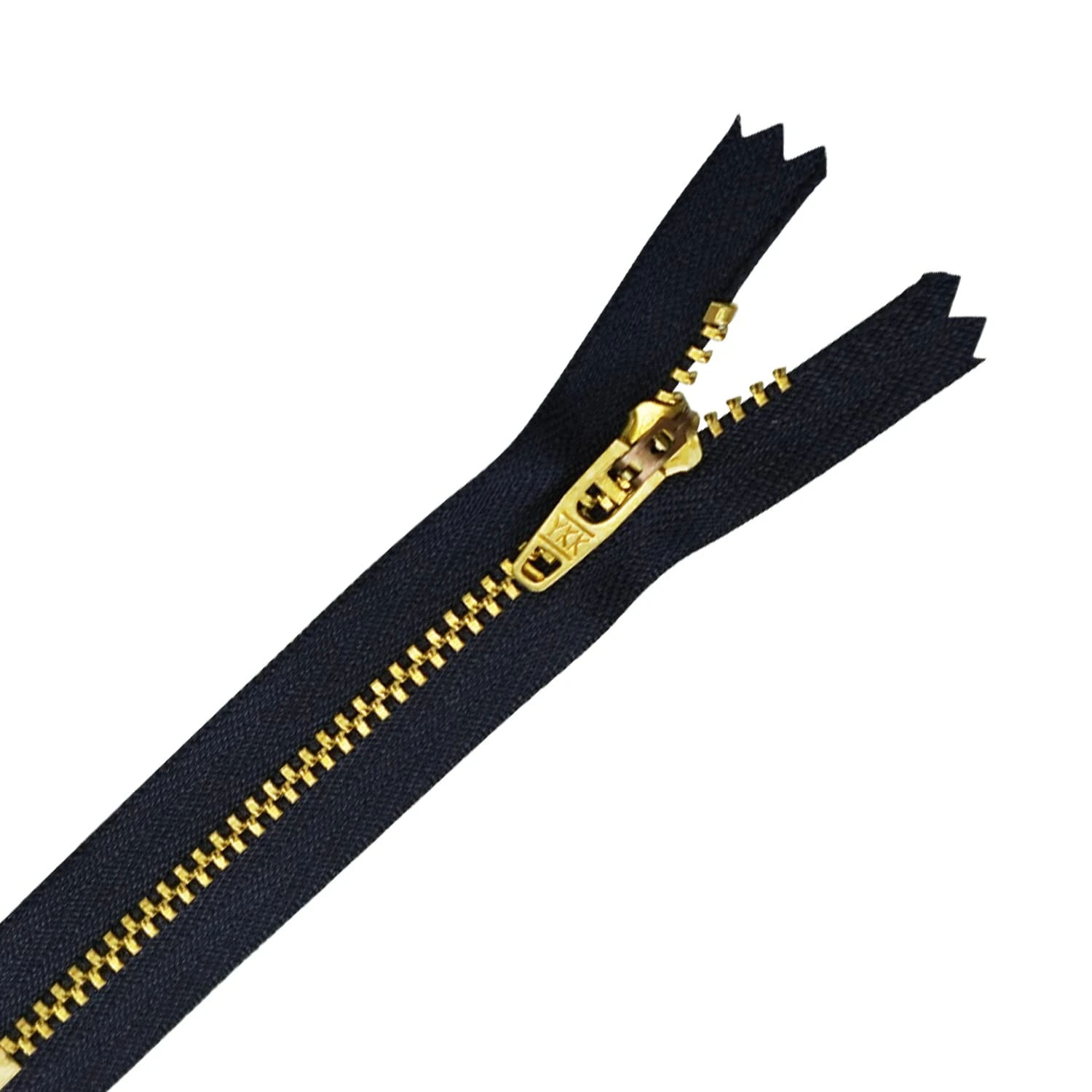 YKK Closed End Nylon Navy Blue Zipper, Heavy Duty Sewing Zipper Golden Brass Teeth/Head Durable Zip for Denim Clothes, Jeans, Trousers, Purses, 8 Inch (20cm), 1pc