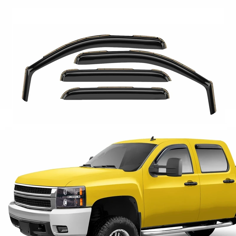 Extra Durable Window Deflectors In-Channel Window Visors Rain Guards Fit for Chevrolet (Chevy) Silverado 1500 2007-2013 Crew Cab, Sun Visors, Wind Vent Visors, Exterior Car Accessories - 4 pcs. AG0011