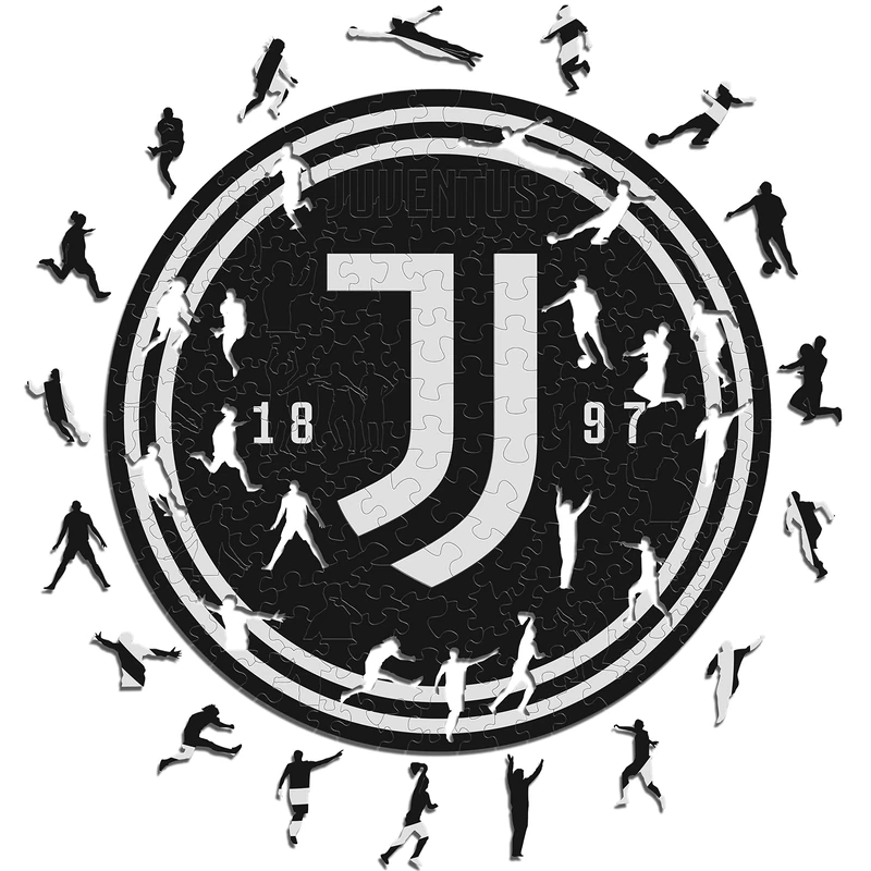 Iconic Puzzles, Juventus, Logo, 100% eco-sustainable wooden puzzle with official license,Size L, 500 Pcs