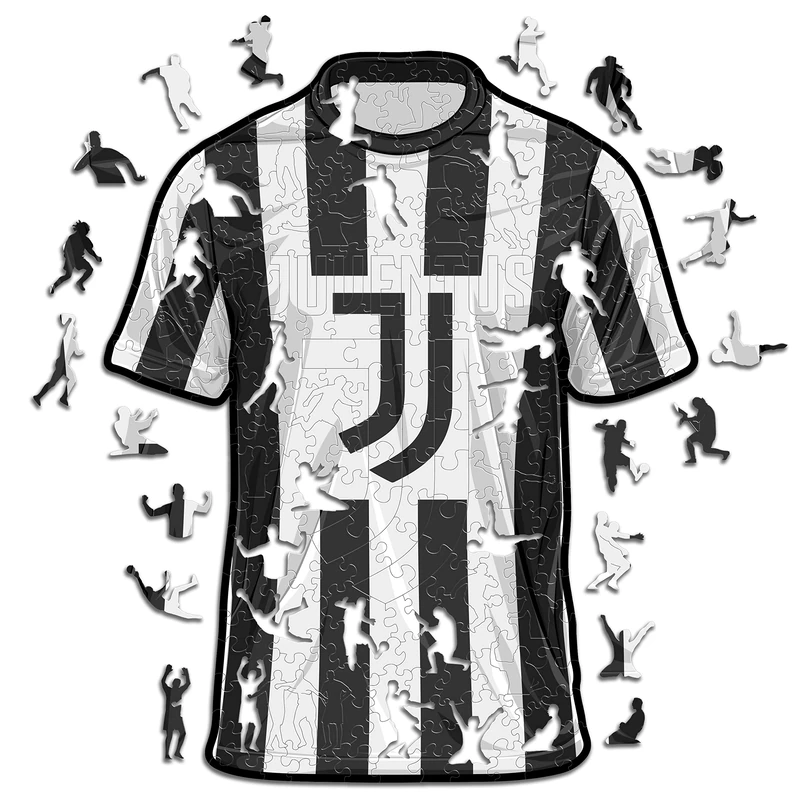 Iconic Puzzles, Juventus, Jersey, 100% eco-sustainable wooden puzzle with official license,Size M, 270 Pcs