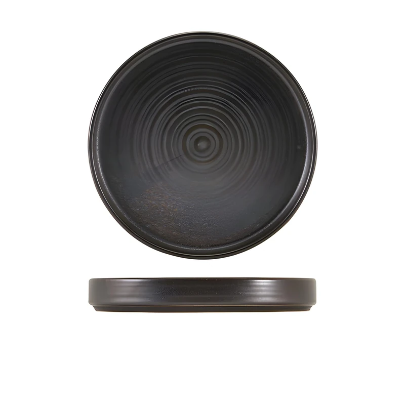Genware Terra Porcelain Black Presentation Plate 21cm, PR-PBK21, Pack of 6