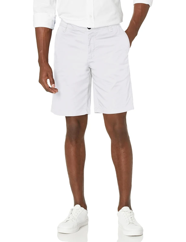 Armani Exchange Men's Solid Stretch Twill Bermuda Shorts, White/Opulent Garden, 32