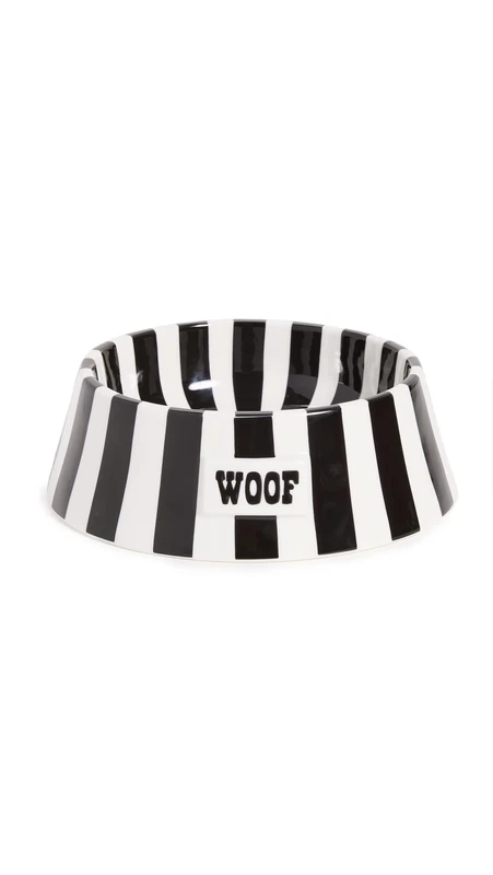 Jonathan Adler Vice Woof Pet Bowl, Black/White (32847)