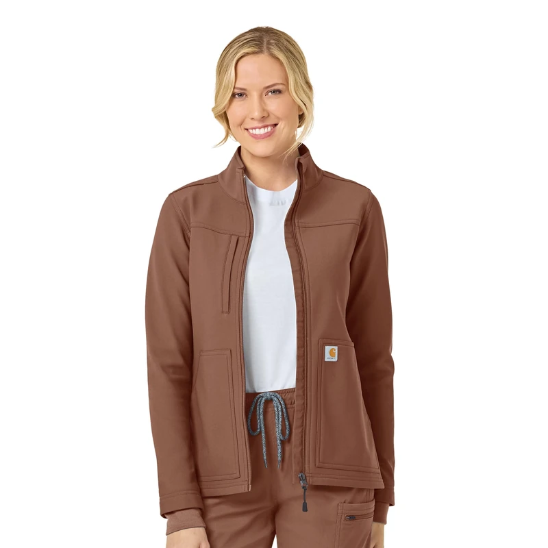 Carhartt Scrubs C81023 Women's Rugged Flex® Modern Fit Bonded Fleece Ja, Nutmeg, M