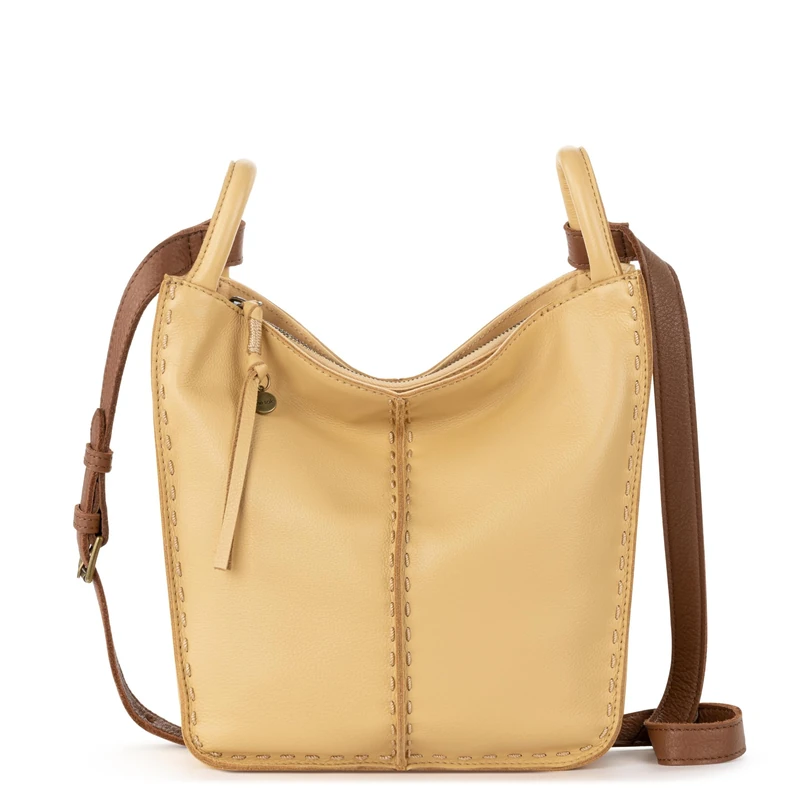 The Sak Los Feliz Crossbody Bag in Leather, Large, Lined Purse with Single Adjustable Shoulder Strap, Buttercup, M