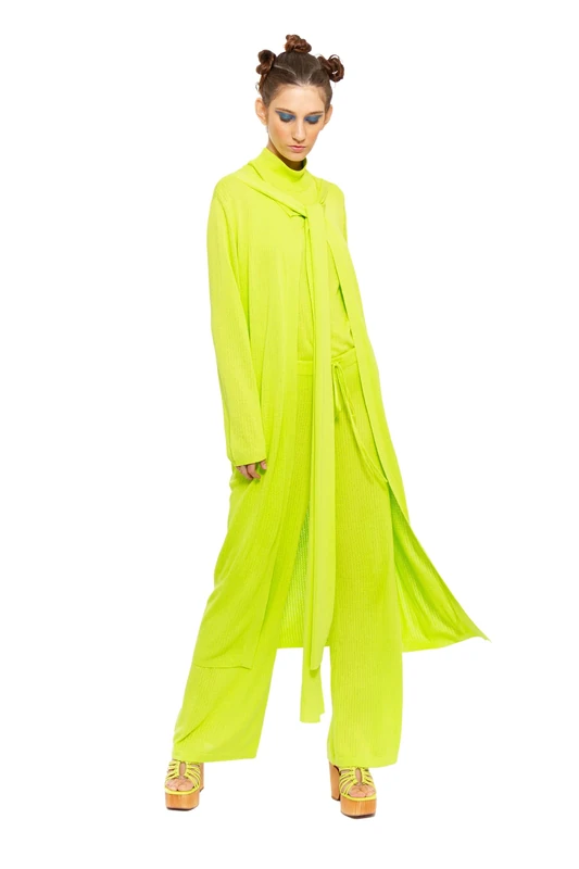 CHAOUICHE Women's Knit Printed Cardigan - Green, XXL