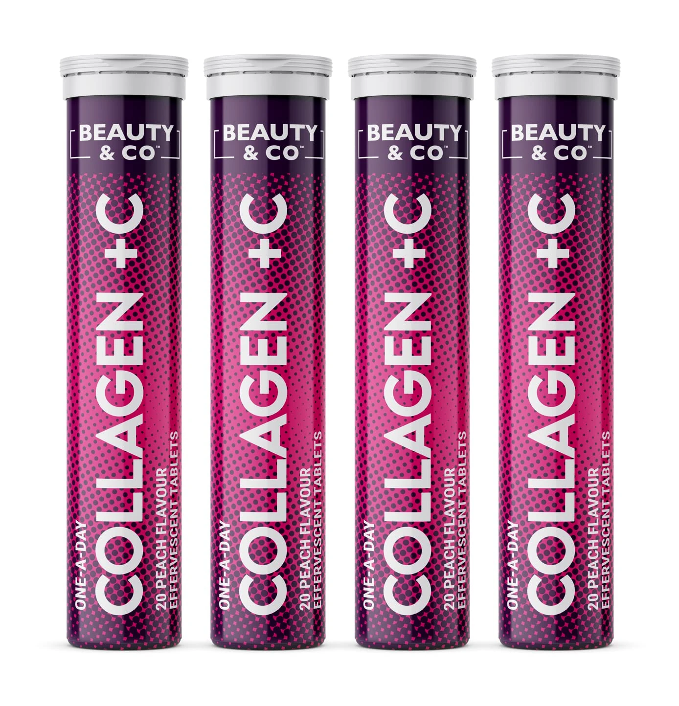 Collagen Effervescent - Marine Collagen & Vitamin C Supplement - 500mg Per Tablet (4 Tubes) Beauty & Co