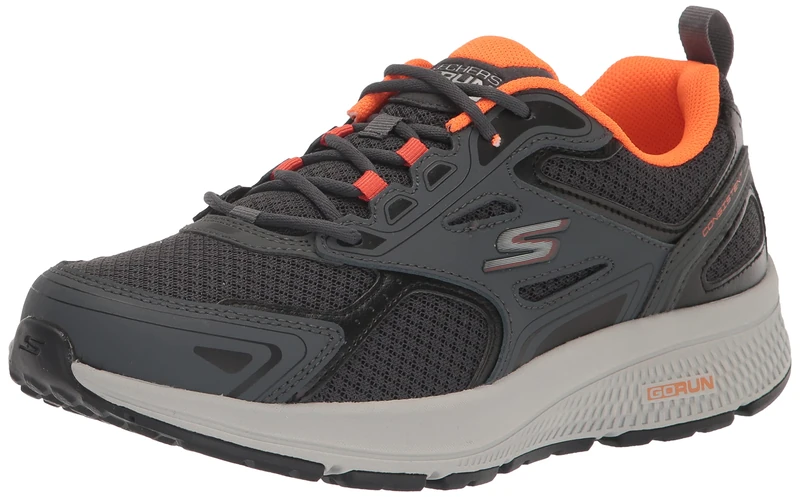 Skechers Men's GOrun Consistent-Athletic Workout Running Walking Shoe Sneaker with Air Cooled Foam, Grey/Orange, 12 UK