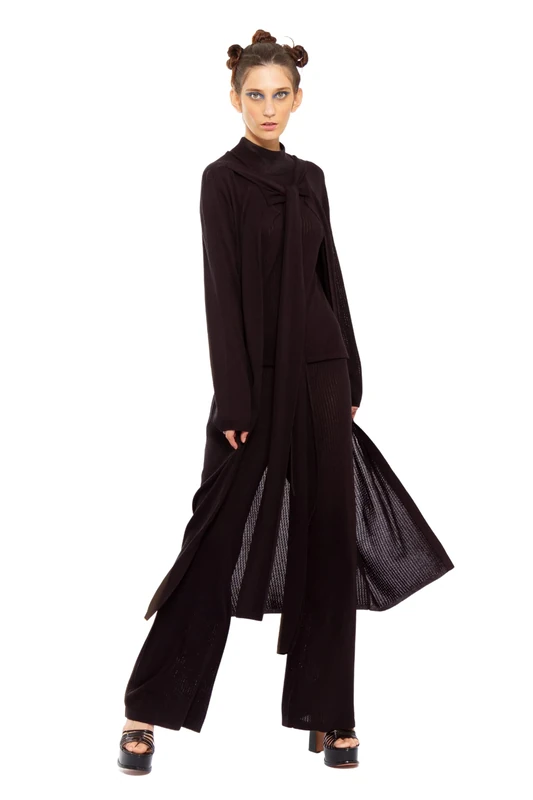 CHAOUICHE Women's Knit Cardigan, Black, S