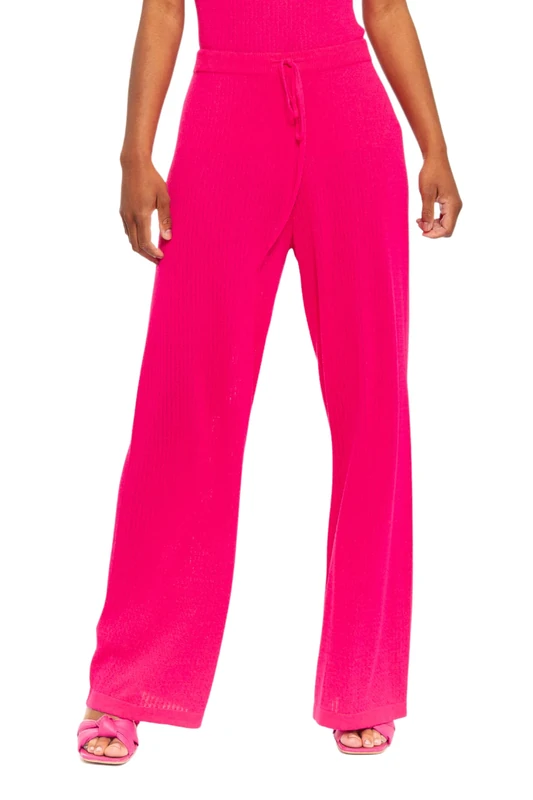 CHAOUICHE Women's Knit Pants, Pink, L