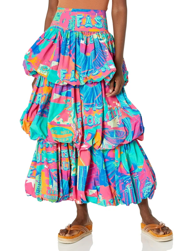 CHAOUICHE Women's Balone Skirt, Downtown LA Print, M