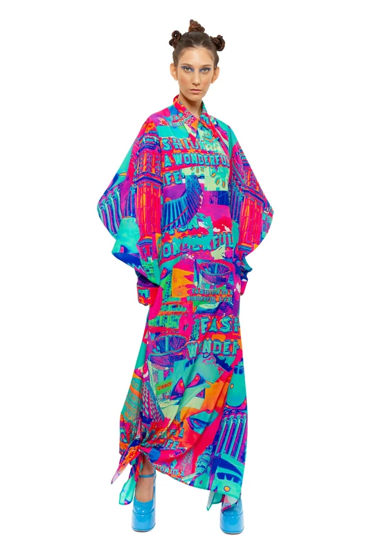 CHAOUICHE Women's Dayo Dress, Downtown LA Print, L - Image 1