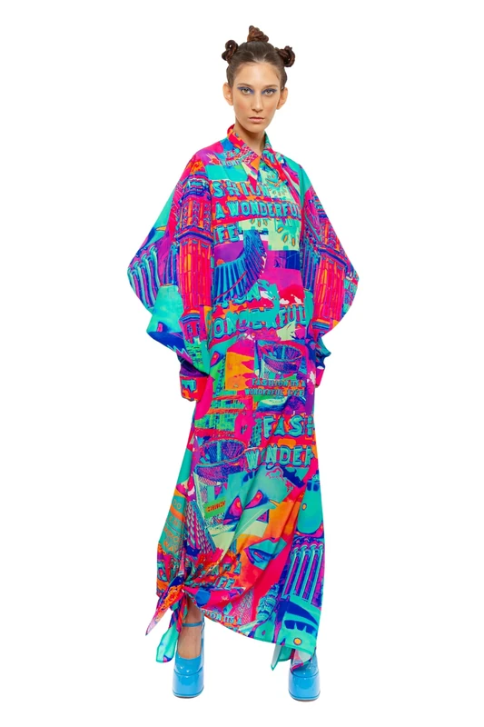 CHAOUICHE Women's Dayo Dress, Downtown LA Print, S