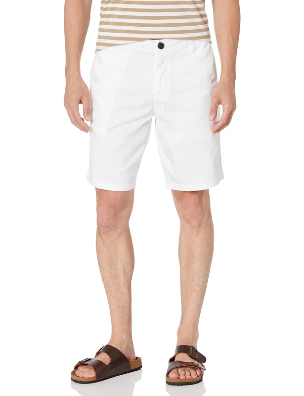 Armani Exchange Men's Solid Stretch Twill Casual Shorts, White 1, M