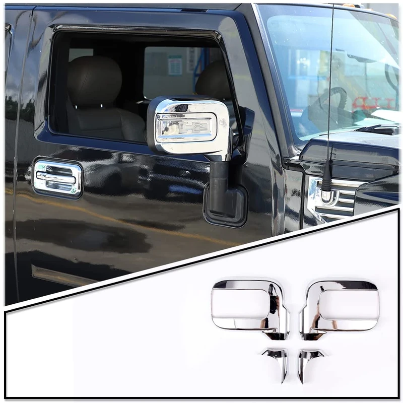 ABS Silver Rearview Mirror Cover Side Mirror Protector Exterior Decoration for Hummer H2 2003-2009 (Silver)