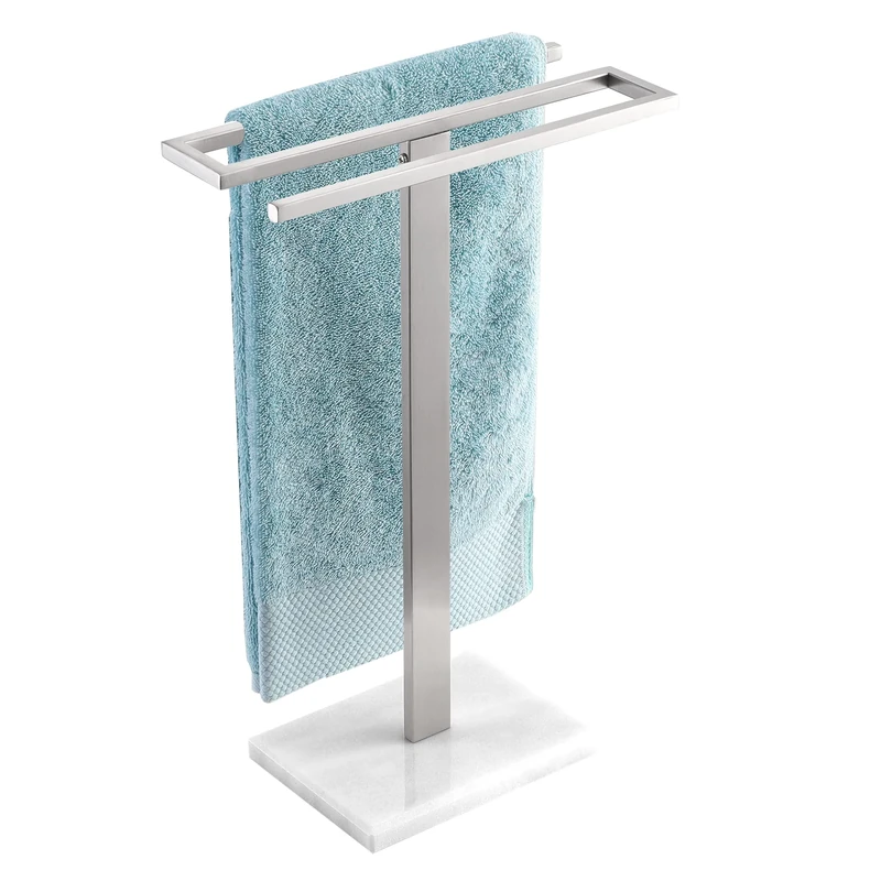 KES Towel Holder Free Standing with Marble Base, Countertop Towel Rack S-Style Bathroom Towel Stand SUS304 Stainless Steel Brushed Finish, BTH223-2