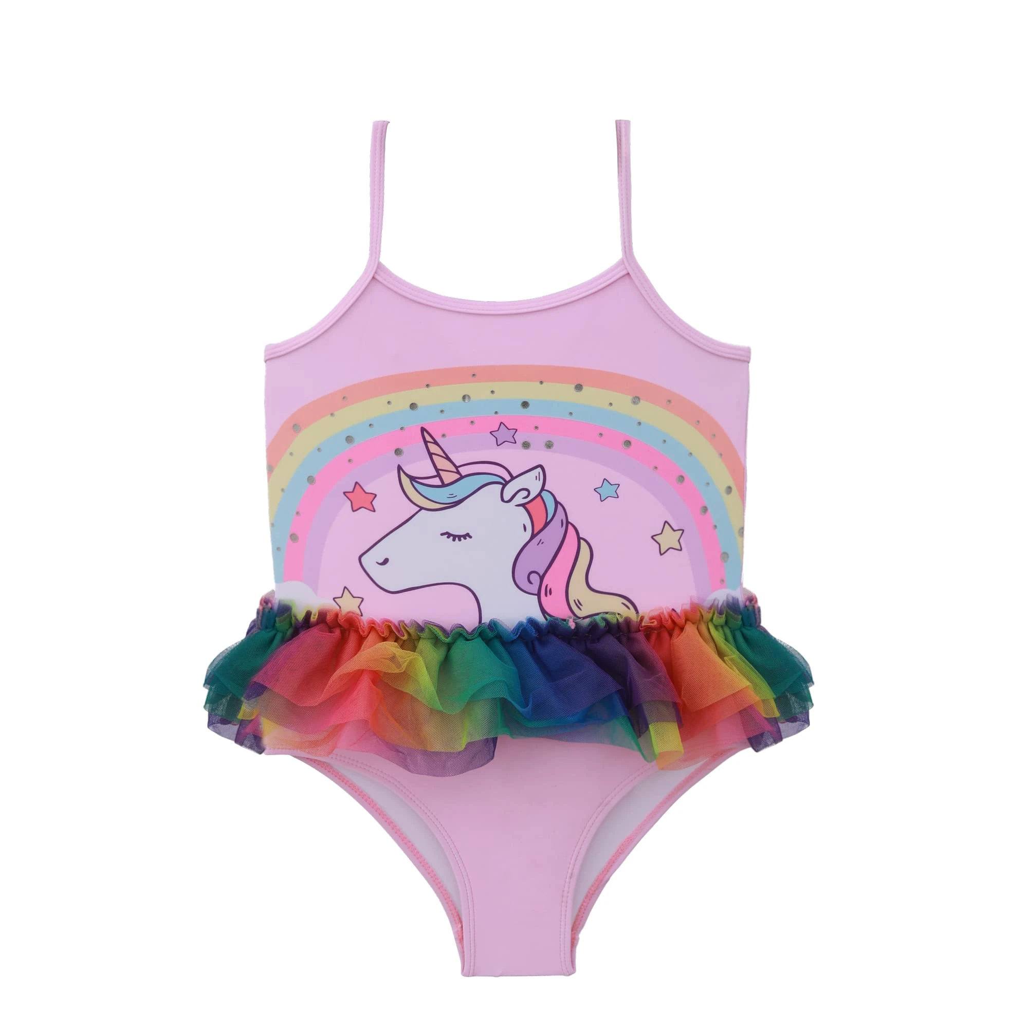 Gifts Treat Girls Swimsuit One Piece Skirt Swimwear Costume Little Kids Bathing Suit 2 to 6 Years, Pink Unicorn, 3T