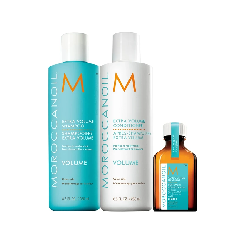 Moroccanoil Extra Volume Shampoo and Conditioner with Moroccanoil Treatment Light, 25 ml