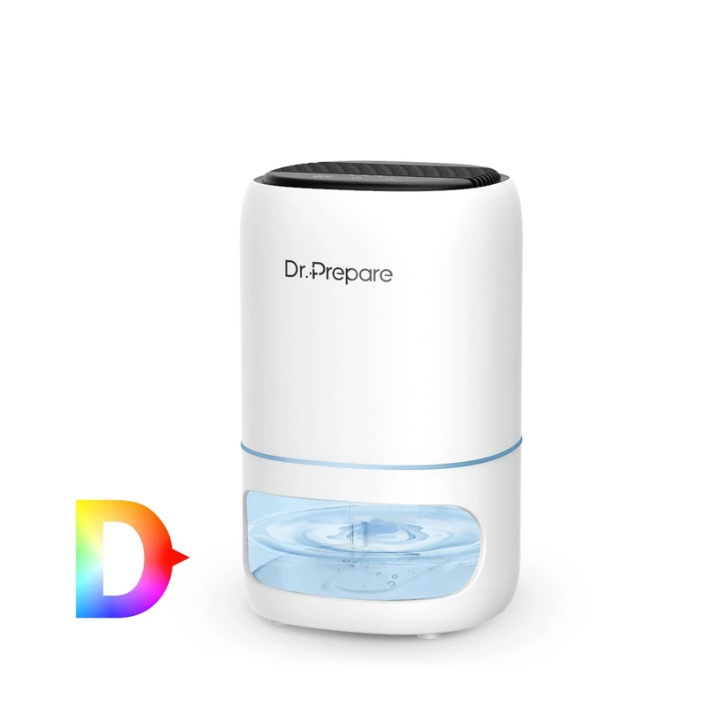 Dr. PREPARE 1000ml Dehumidifiers for Home, Small Dehumidifier for Bedroom, Ultra-Quiet, Auto Off, 3 Timer Functions, Portable Dehumidifier Remove Damp, Mold for Dorms, Offices, RVs, Garages - White