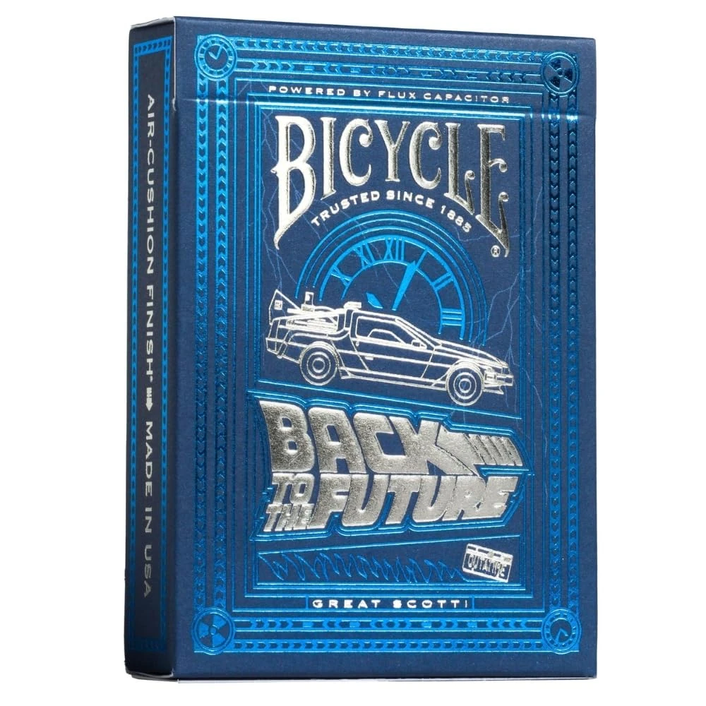 Bicycle Back to The Future Playing Cards - 1 Deck, Air Cushion Finish, Professional, Superb Handling & Durability, Great Gift For Card Collectors, Blue,silver
