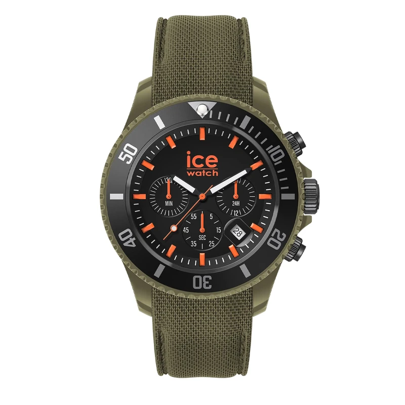 ICE-WATCH - ICE chrono Khaki orange - Men's wristwatch with silicon strap - Chrono - 020884 (Large)