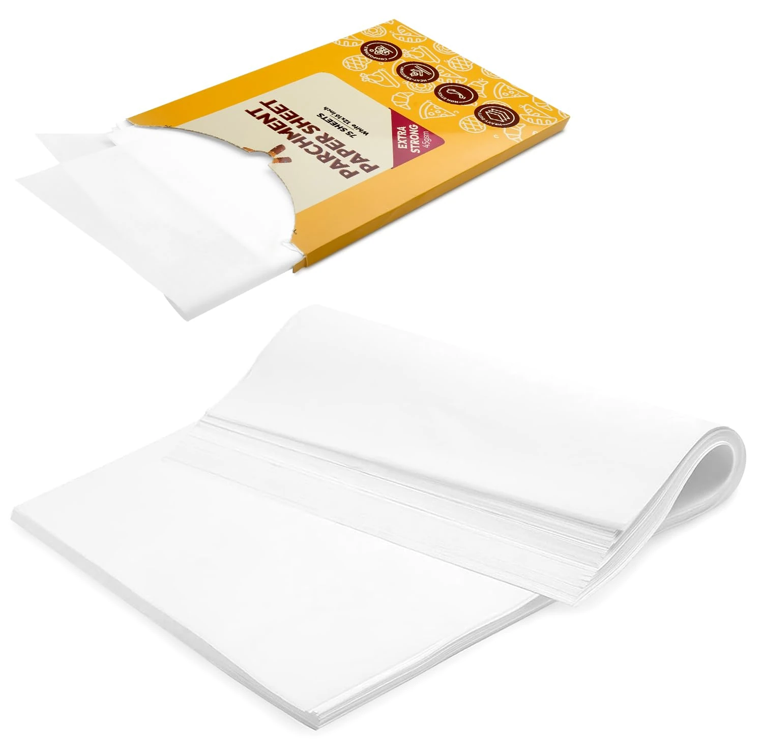Katbite Baking Paper Heavy Duty 75 PCS, 12 x 16 Inchs (30x40cm) Greaseproof Paper Sheets, Non Stick Parchment Paper for Baking, Cooking, Freezing, for Oven, Kitchen, Air Fryer, Freezer, Pastry