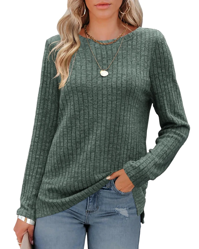 Odosalii Fuzzy Sweater - Green Crewneck Split Top Size 14-16
