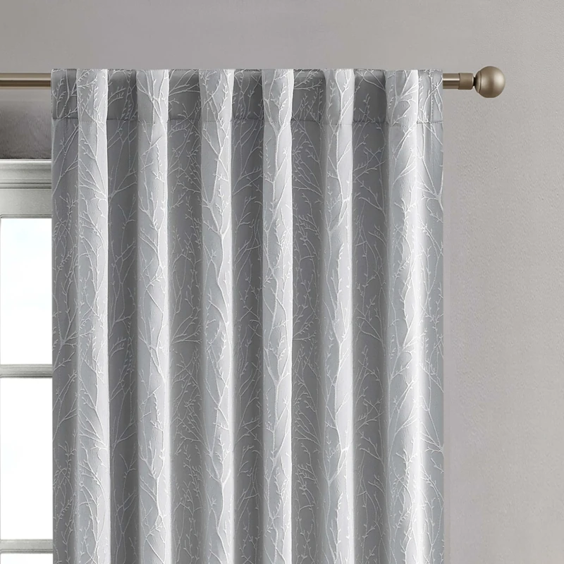 Creative Home Ideas Collins Room Darkening Thermal Insulated Blackout Window Curtain 2-Panel Sets, 50" x 108" Pair, Cool Grey