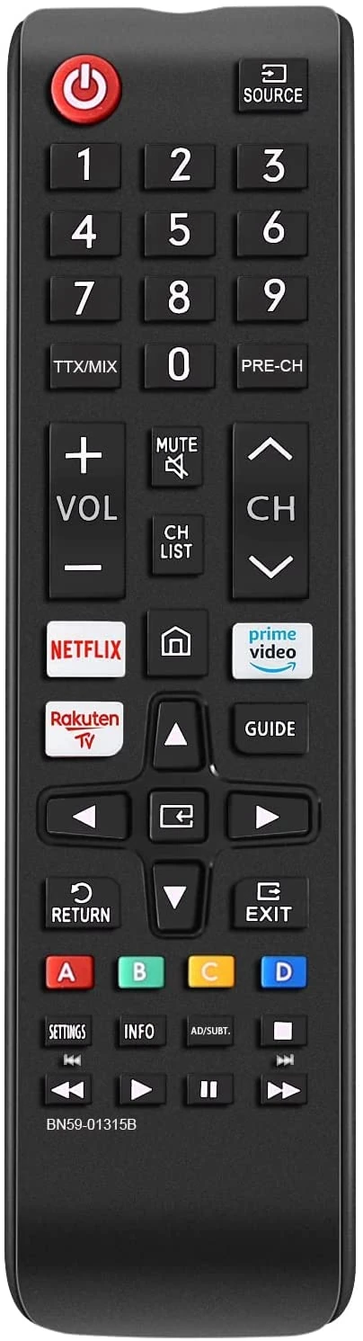Universal Samsung Remote Control for All Samsung Smart TV Models - Features Netflix, Prime Video, and Rakuten TV Buttons - Replacement for Samsung TV Remote