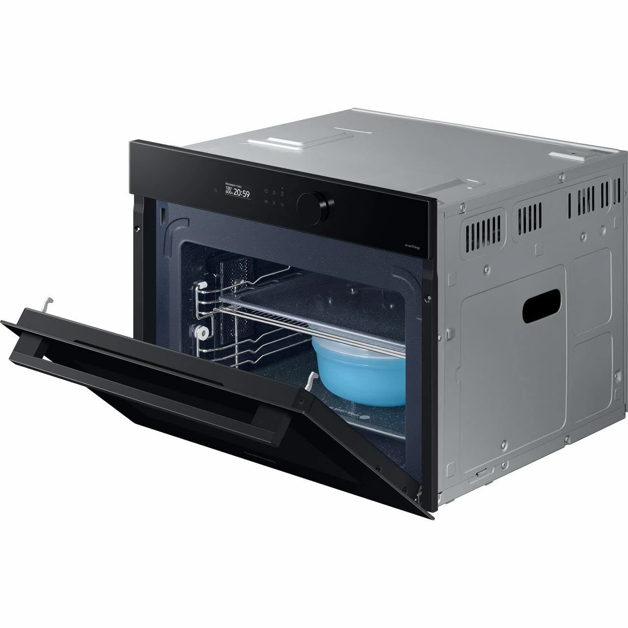 Samsung Bespoke Series 5 NQ5B5763DBK Wifi Connected Built In Compact Electric Single Oven with Microwave Function - Black Glass