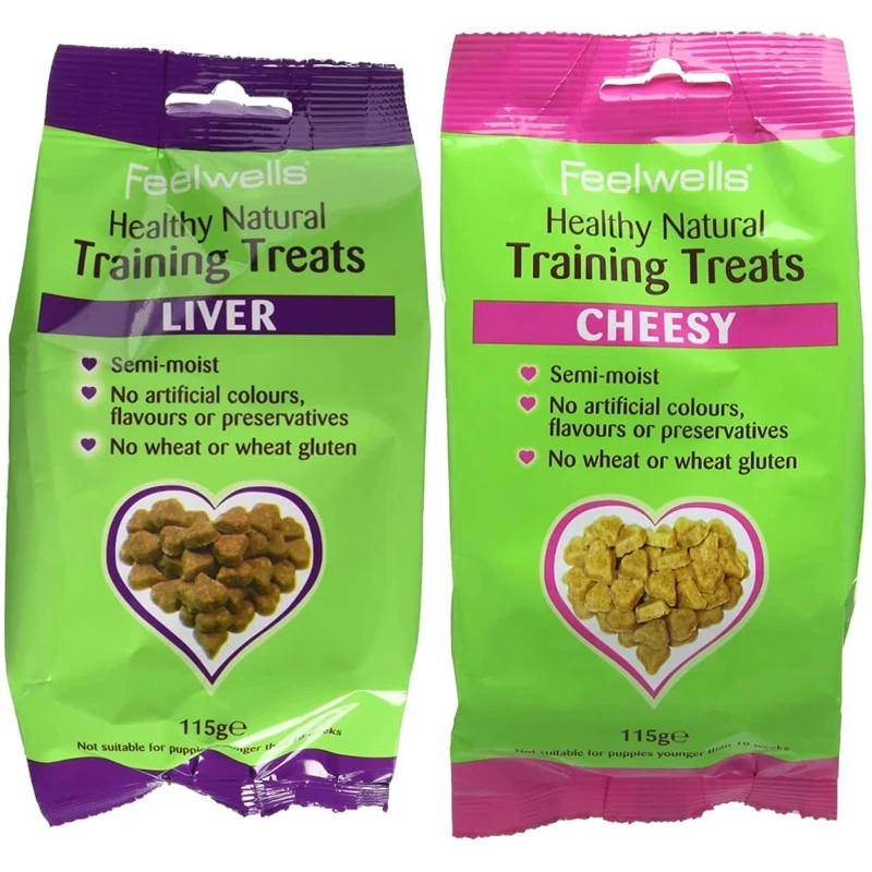 Feelwells Semi Moist Liver Training Treats (Pack of 7) & Feelwell's Semi moist Training Treats Cheesy 115 g (Pack of 7)