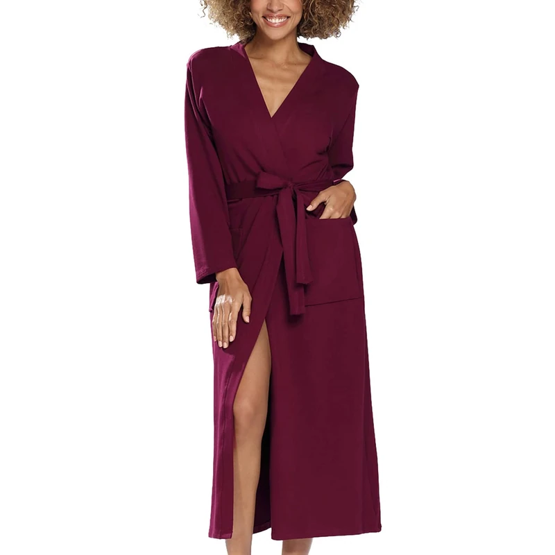 DKaren Women's Melisa Terry Towelling Bathrobe Without Hood Clothes, red, S