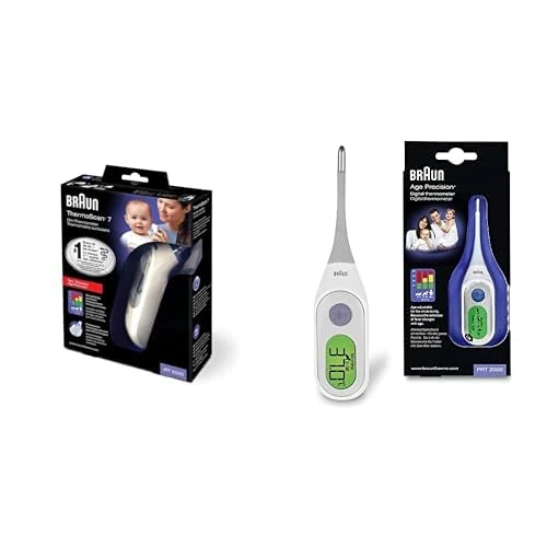 Braun Healthcare ThermoScan 7 Ear thermometer with Age Precision (accurate, convenient, temperature screening, fever, fast, easy to use), IRT6520 & Digital StickThermometer with Age Precision, PRT2000