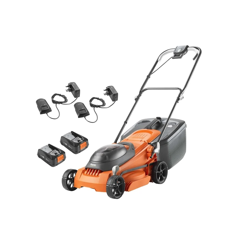 Flymo 36V EasiStore 380R Cordless Lawnmower Kit – x2 18V Power For All Battery and Charger included, 38cm Cutting Width, Striped Lawn Finish, Close Edge Cutting, 45L Grass Box, Lightweight