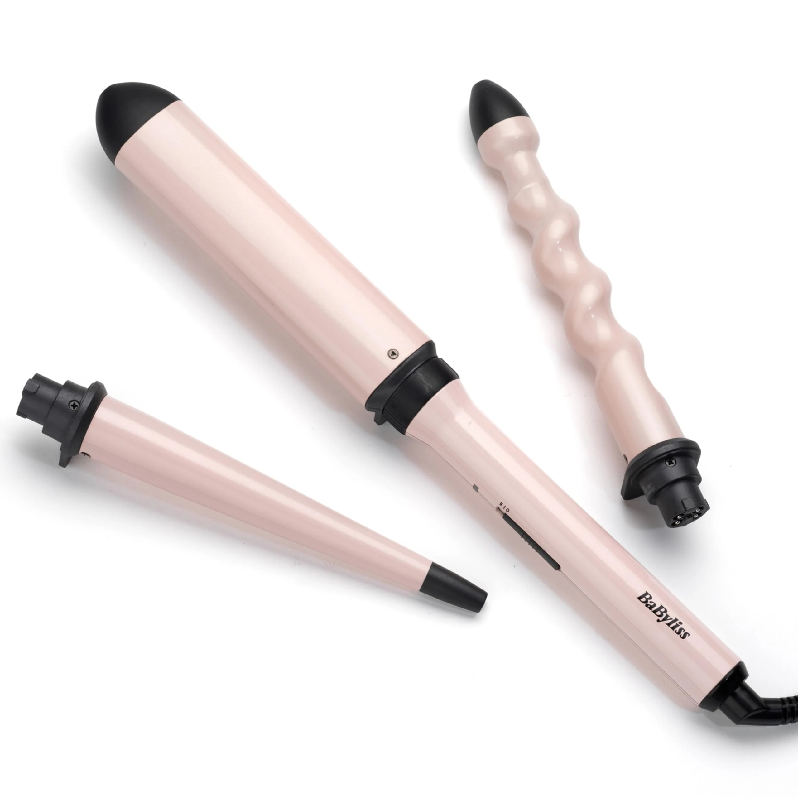 BaByliss Curl and Wave Trio Styler, Multi-Styler, Hair Waver, Beachy Waves, Loose Waves, 3 in 1 Curling Wand, Pink