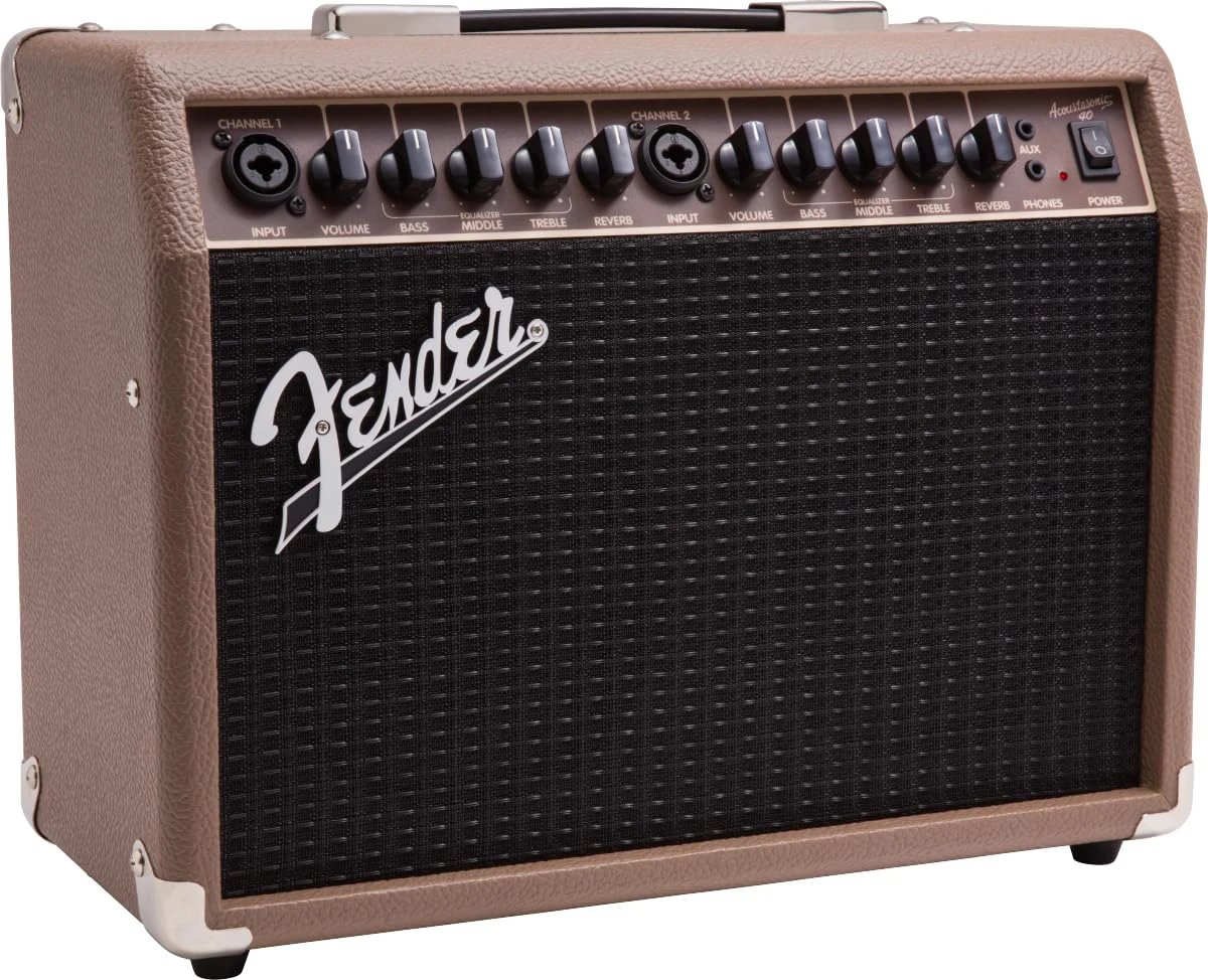 Fender Acoustasonic 40, Combo Guitar Amp, 40W, Suitable For Acoustic, Electric Guitar & Microphone, Brown/Black