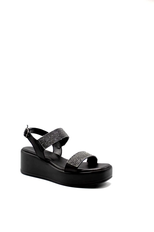 Igi&Co Women's Woman Engy Wedge Sandal, Smoky Black, 7 UK