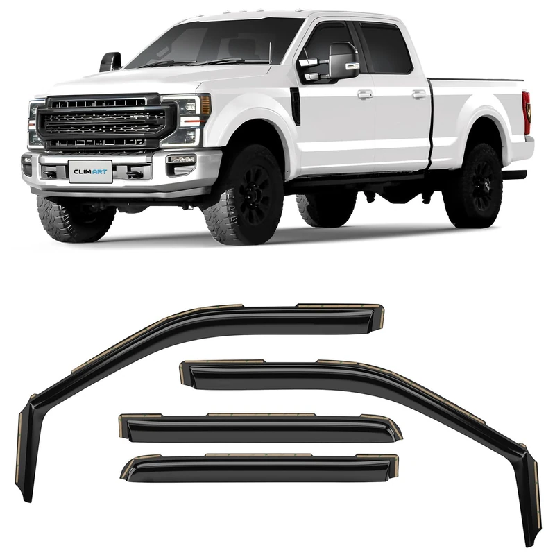 CLIM ART in-Channel Incredibly Durable Rain Guards Compatible with F250 to F550 Super Duty 2017-2022 Crew Cab, Original Window Deflectors, Vent Window Visors, Vent Deflector, 4 pcs.- 617198